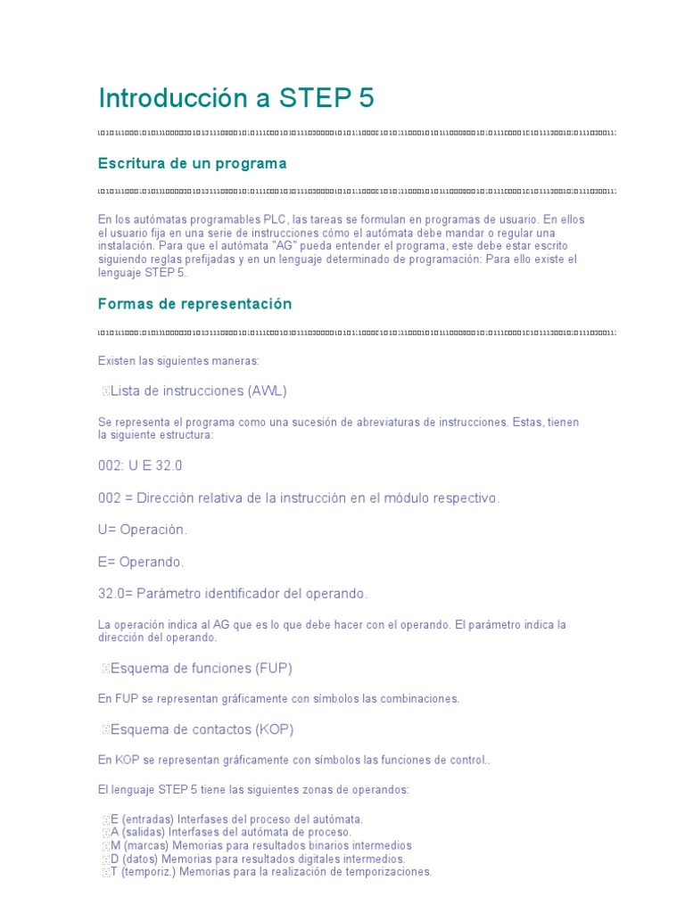 Programación en STEP 5 para PLCs | PDF