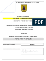 Take-Home Examination Cover Page Students' Submission Sheet: University of Professional Studies, Accra (Upsa)