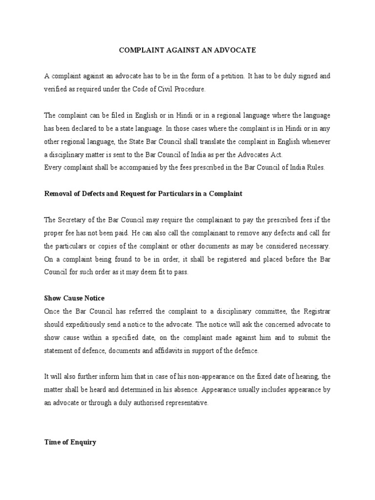 17 Complaint Against Advocate PDF Advocate Affidavit