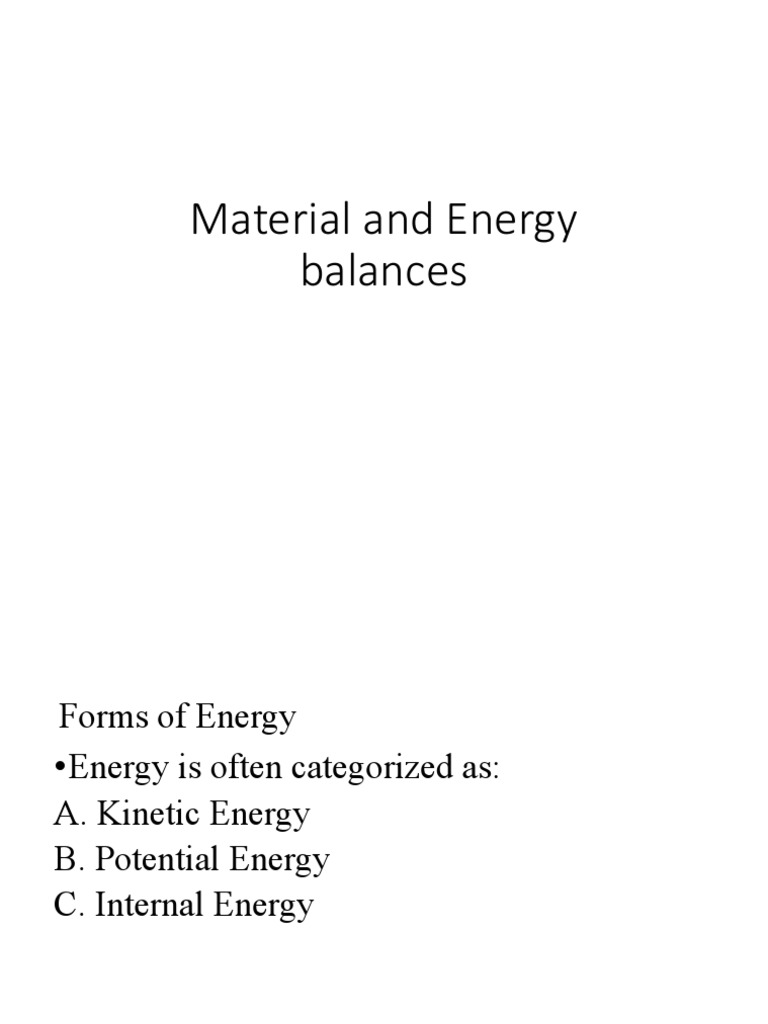Material and Energy Balances II PDF Energy Potential Energy