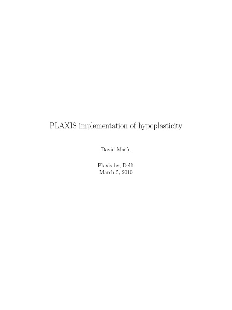 PLAXIS Hypoplasticity Models Overview | PDF | Stress (Mechanics ...