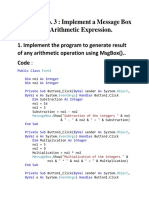 Practical No. 3: Implement A Message Box Program & Arithmetic Expression