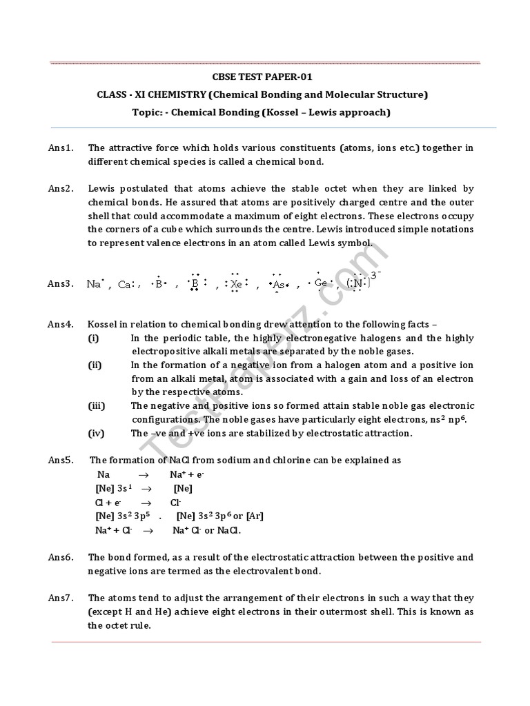 Class XI Chemistry: Chemical Bonds | PDF | Chemical Bond | Ion