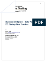 Business Intelligence / Data Warehouse ETL Testing: Best Practices