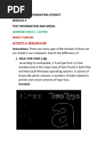 Media and Information Literacy Text Information and Media: Gebrone Erick S. Castro