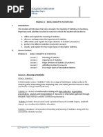 Module 1 - Basic Concepts in Statistics I