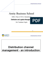 Amity Business School: MBA Class of 2012, Semester II Distribution and Logistics Management Ms - Vandana Gupta