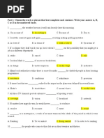 Test 32 Ii. Lexico-Grammar Part 1: Choose The Word or Phrase That Best Completes Each Sentence. Write Your Answer A, B, C or D in The Numbered Boxes