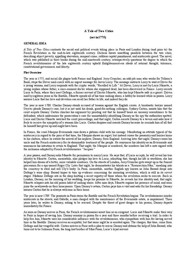 Summary of A Tale of Two Cities | PDF | A Tale Of Two Cities