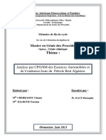 Analyse Par CPGSM Des Essences Automobiles Et de Condensat Issus Du Pétrole Brut Algérien.