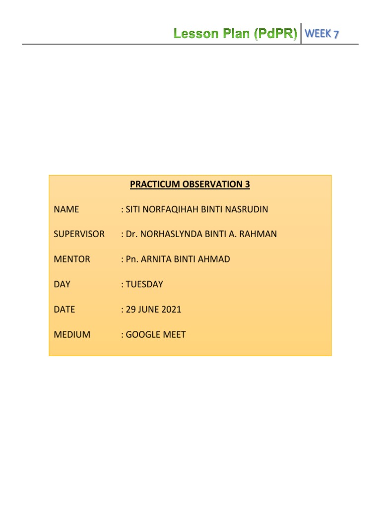 Lesson Plam WEEK 7 | PDF | English Language | Human Nature