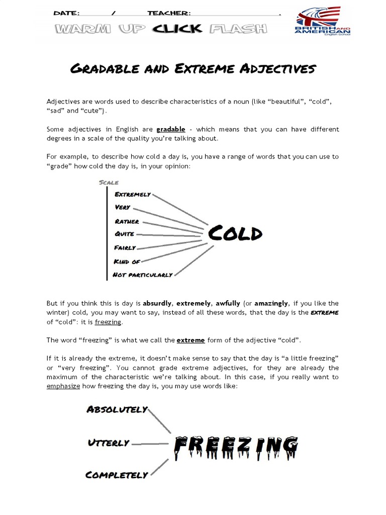Click VOC - Gradable and Extreme Adjectives | PDF | Adjective | Language  Mechanics