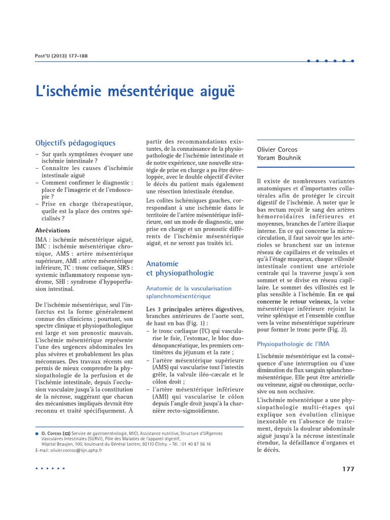 Ischemie Mesenterique | PDF | Vaisseau sanguin | Athérosclérose