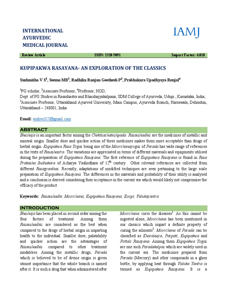 International Ayurvedic Medical Journal Review Article ISSN 2320 5091 Impact Factor 4.018
