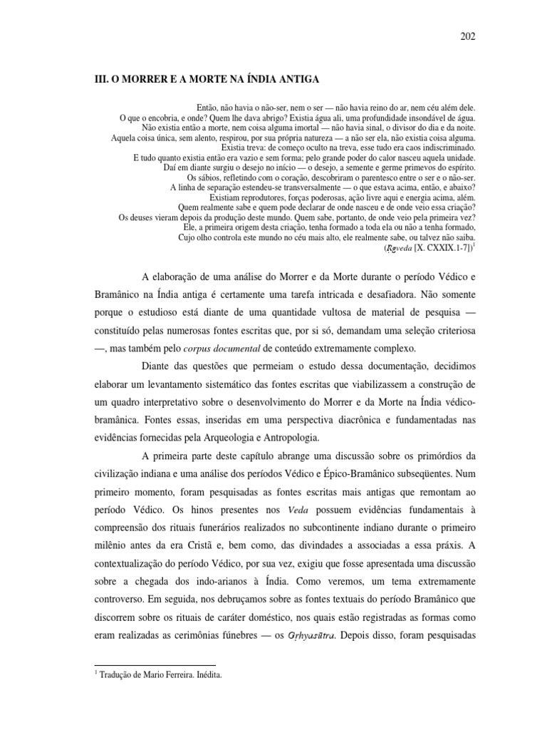 Morrer e Morte na Índia Antiga Védica | PDF | Sociologia | Sociedade