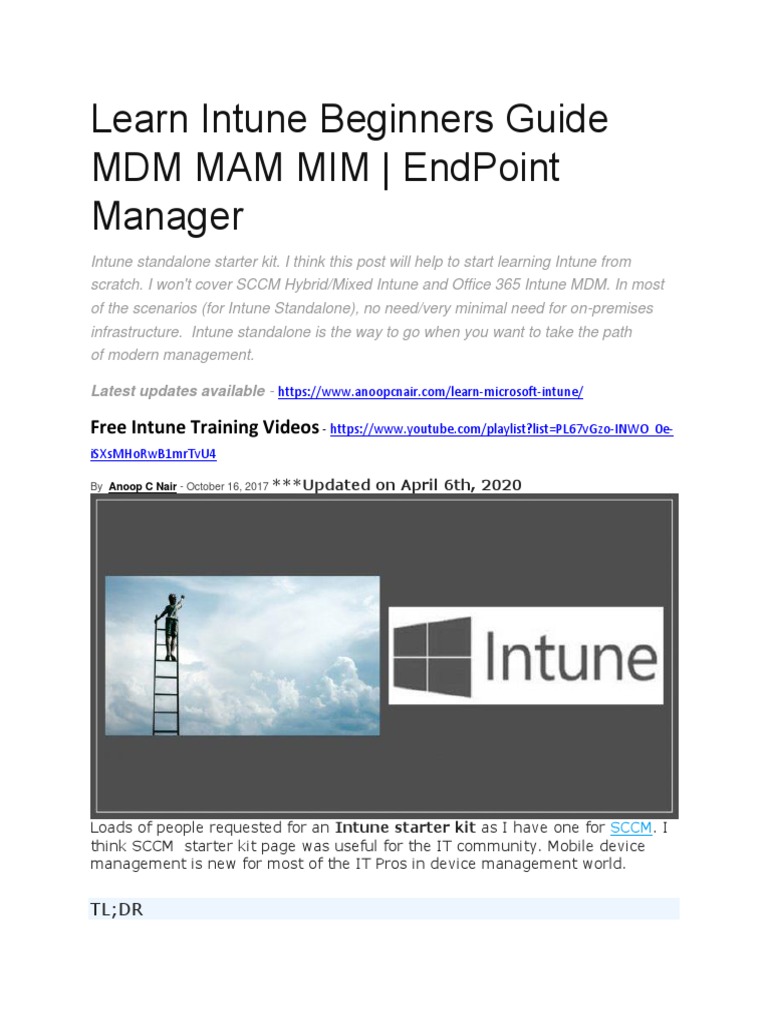 Intune Beginner's Learning Guide | PDF | Mobile App | Office 365