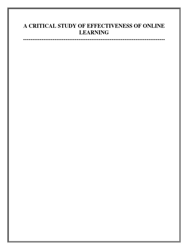 Effectiveness of Online Learning Study | PDF | Educational Technology ...