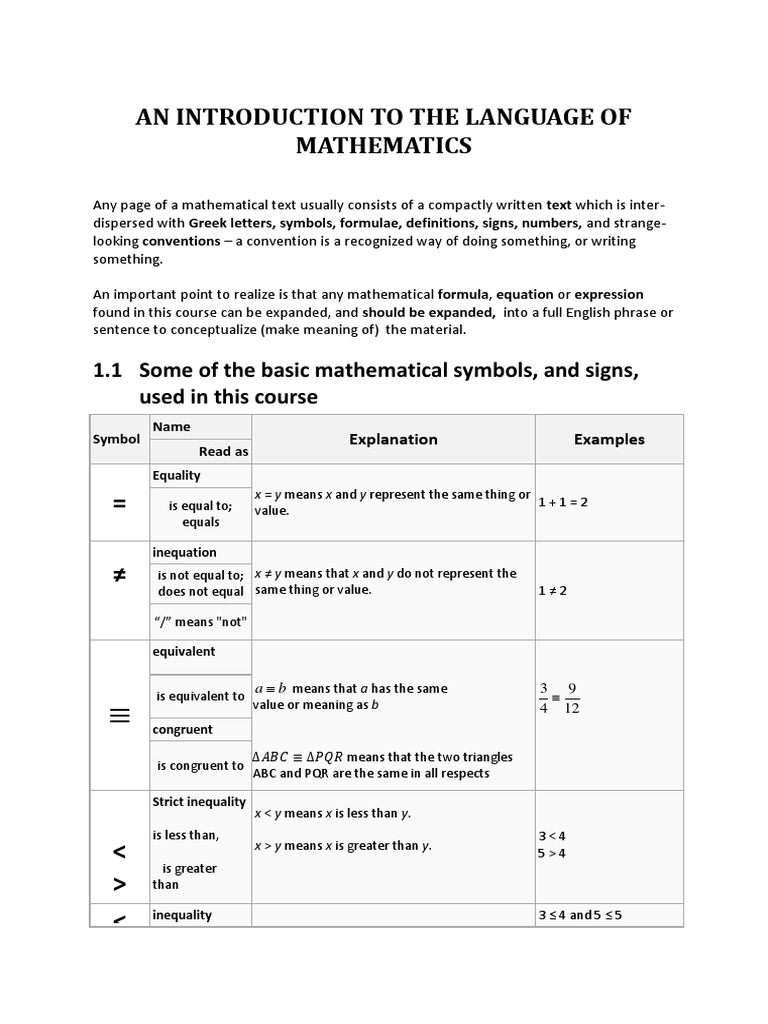 Basics of Mathematical Notation | PDF | Set (Mathematics) | Numbers