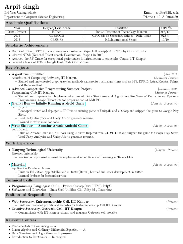 Arpit Singh's Academic and Project Profile | PDF | Application Software ...