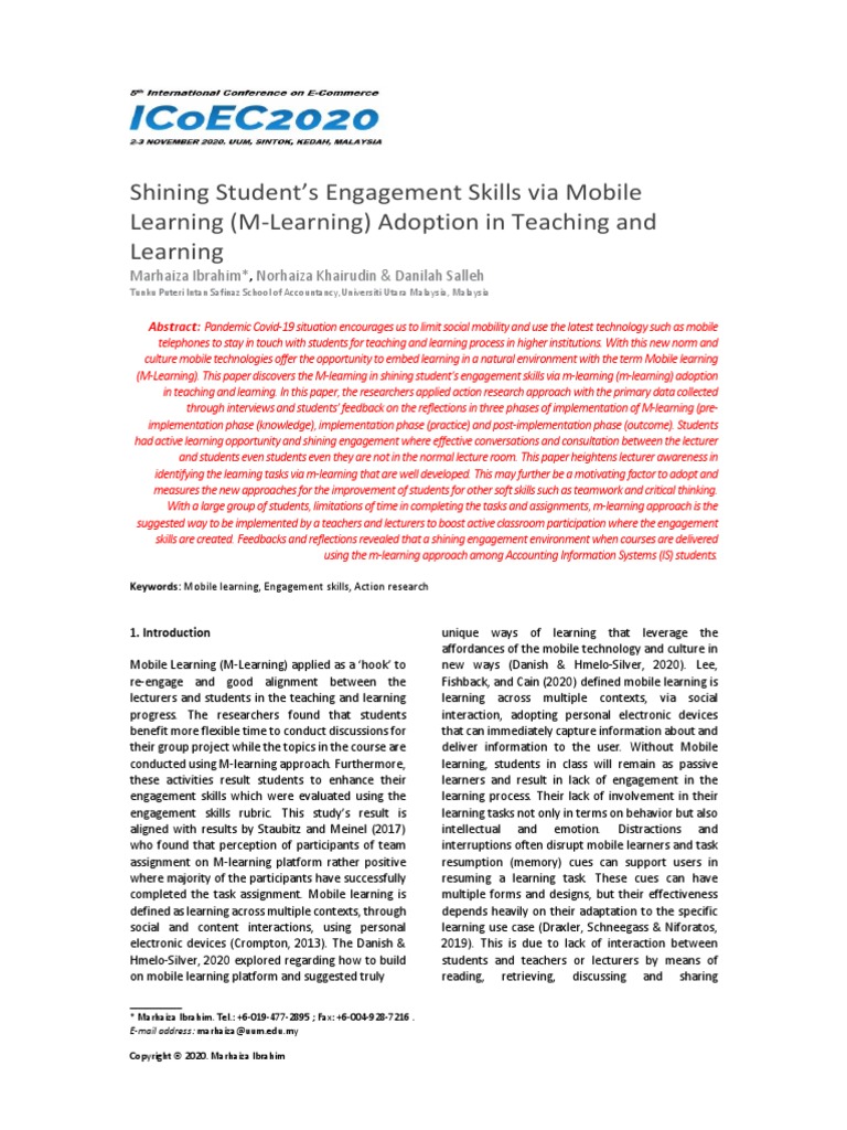 Shining Student's Engagement Skills Via Mobile Learning | PDF ...