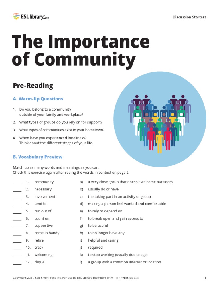 The Importance of Community: Pre-Reading | PDF | Community | Human Nature