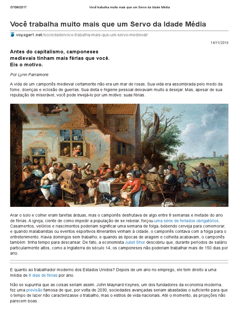 Você Trabalha Muito Mais Que Um Servo Da Idade Média Download grátis