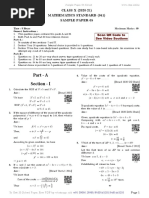 Part - A Section - I: CLASS X (2020-21) Mathematics Standard (041) Sample Paper-05