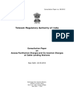 TRAI Consultation Paper on Access and Co-location Charges at Submarine Cable Landing Stations