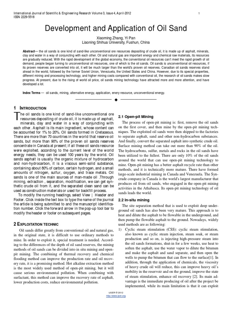 Development and Application of Oil Sand | PDF | Petroleum | Oil Sands