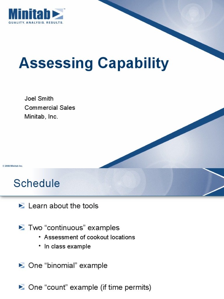 Assessing Capability: Joel Smith Commercial Sales Minitab, Inc | PDF ...