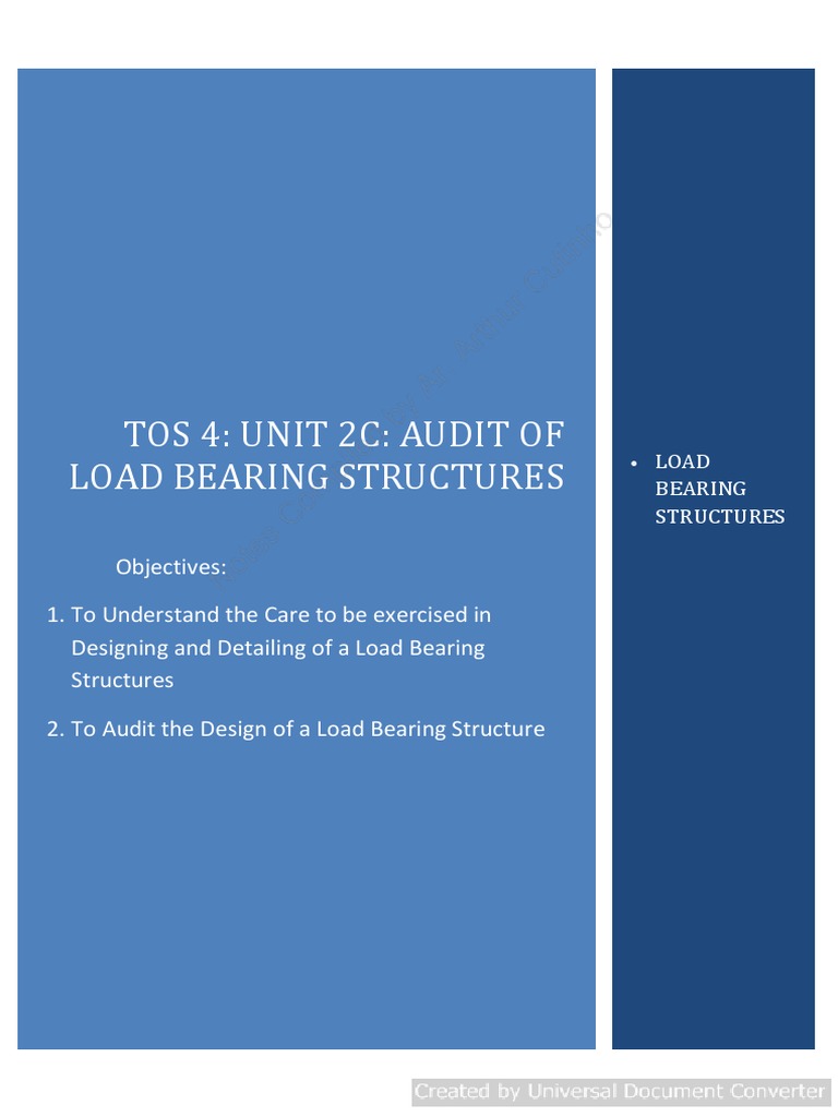 TOS 4 Unit 2c Audit of Load Bearing Structures-1 | PDF | Masonry | Brick
