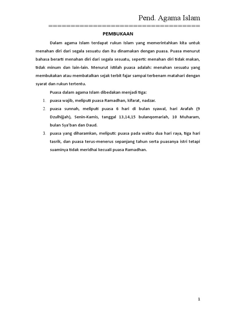 Contoh Makalah Puasa