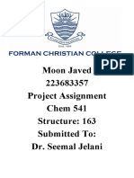 Moon Javed 223683357 Project Assignment Chem 541 Structure: 163 Submitted To: Dr. Seemal Jelani