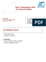 Inventory Management Plan For Hazzzir Online: Presented by
