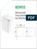 Monroe: Wall-Hung Toilet Fixing To Wall With Back Size: 560x355x370mm