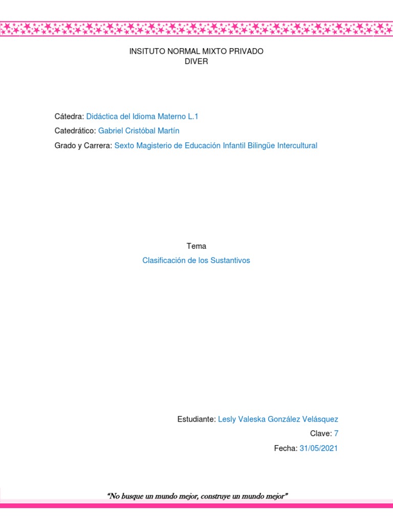 Clasificación de Los Sustantivos en Q'anjob'al PDF
