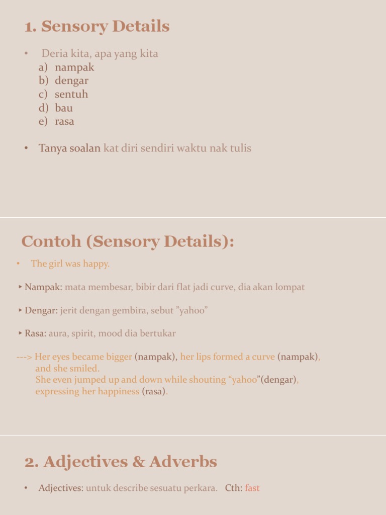 Sensory Details: - Deria Kita, Apa Yang Kita | PDF