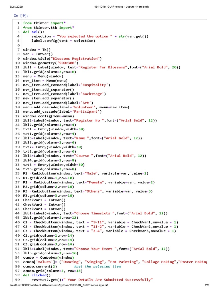 Tkinter GUI for Event Registration | PDF | Computer Science | Human ...