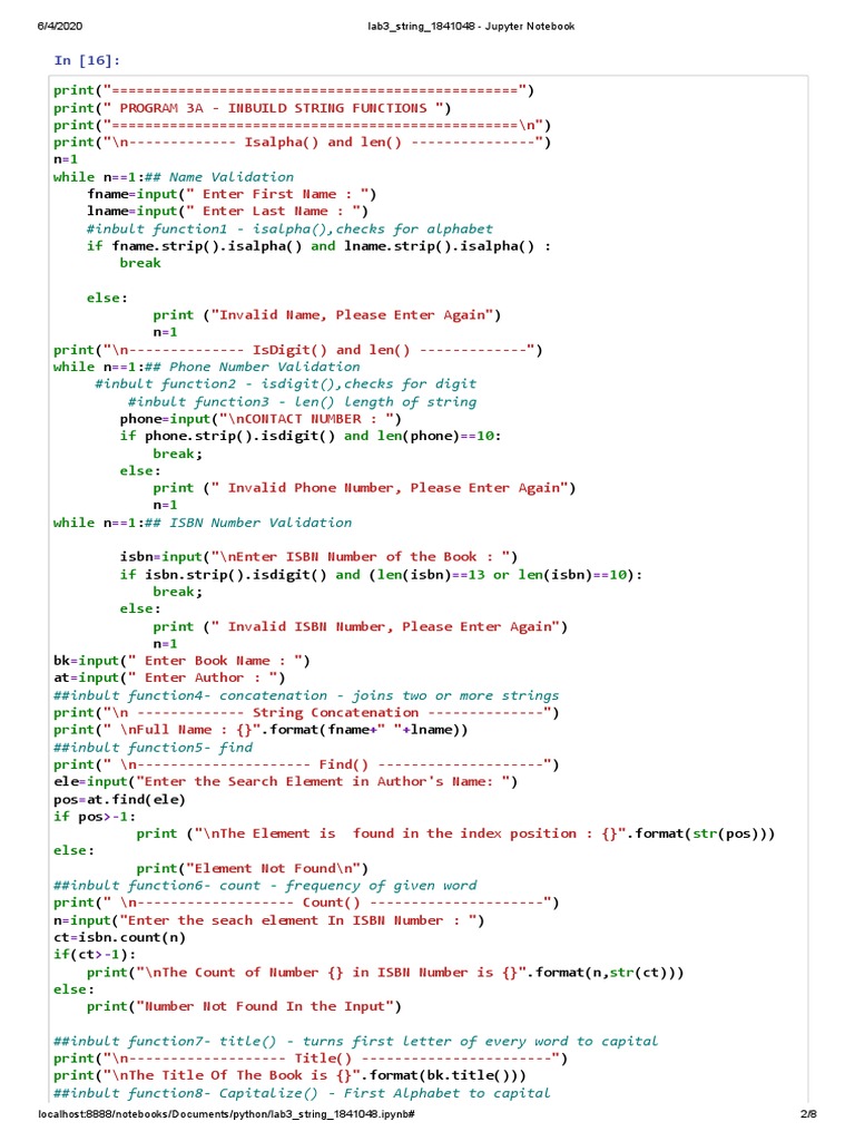String Functions & Operations Guide | PDF | Python (Programming ...