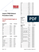 Import TPMS Relearn Procedure Codes: Procedural Details Begin On