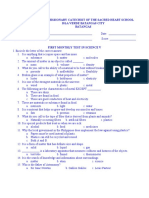 Missionary Catechist Sacred Heart School Science Test