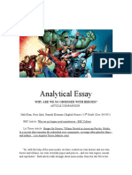 Analytical Essay- Why are we so obsessed with heroes-
