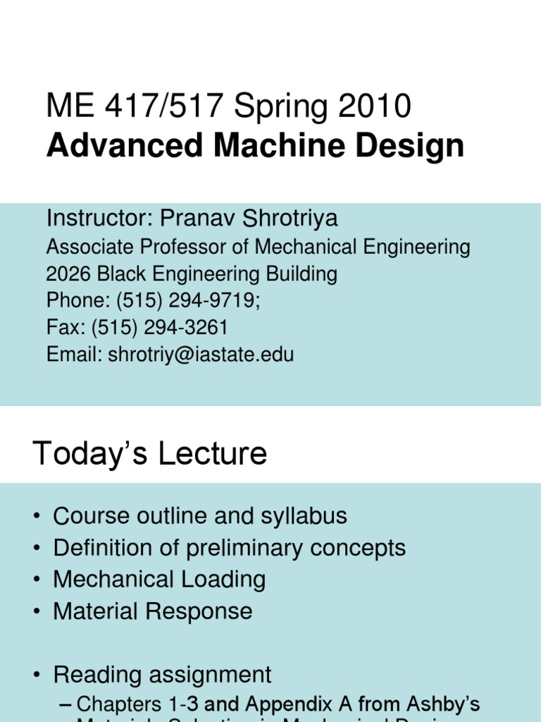 Advanced Machine Design Course | PDF | Fatigue (Material) | Fracture ...