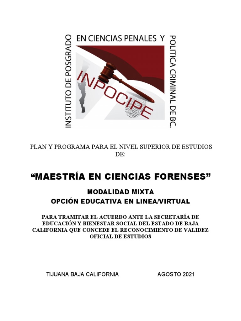 Maestria En Ciencias Forenses 2021 Pdf Ciencia Forense México