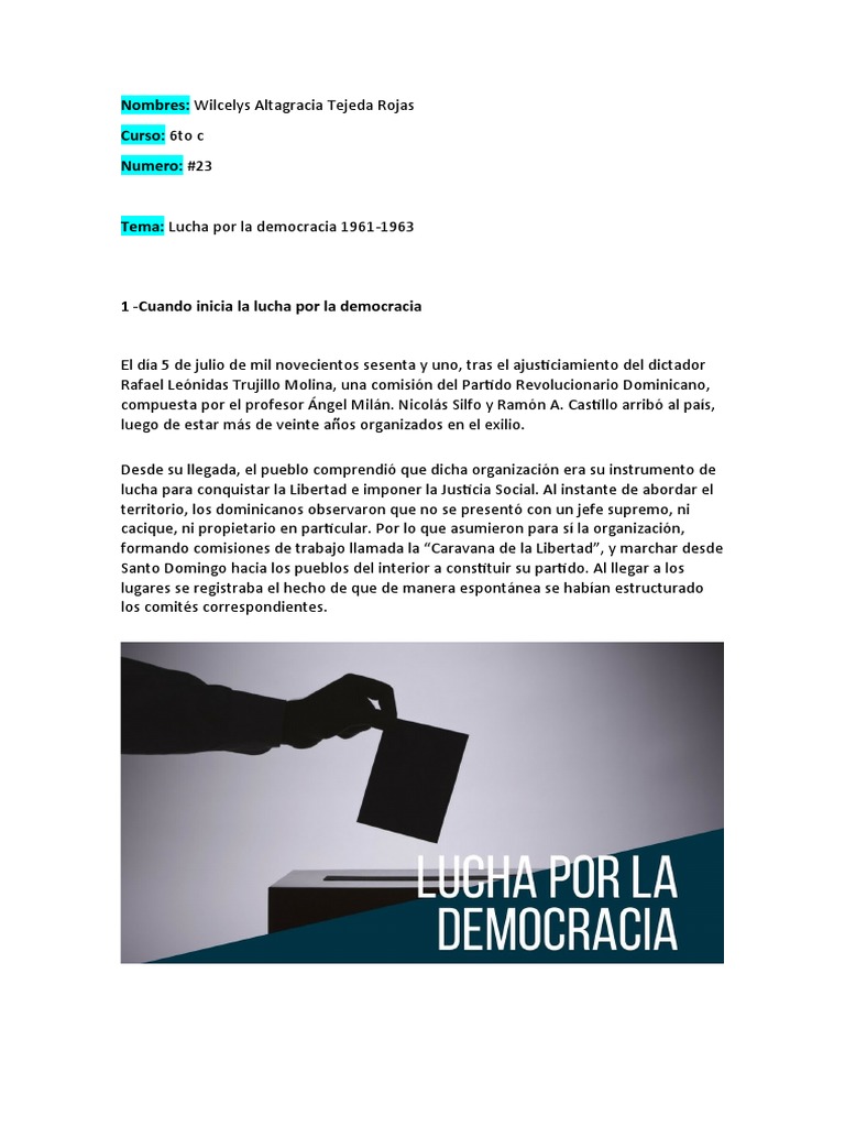 Lucha por la democracia en RD (1961-1963) | PDF | Gobierno | Religión y ...