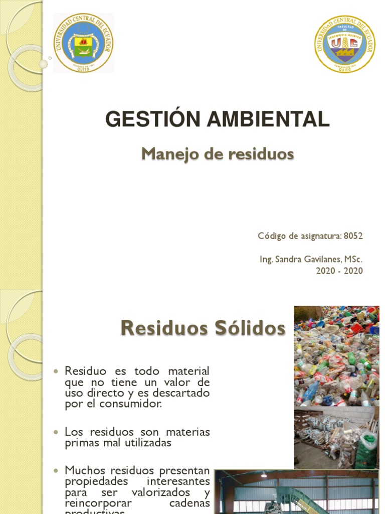 Clasificación y Manejo de Residuos Sólidos | PDF | Gestión de residuos ...