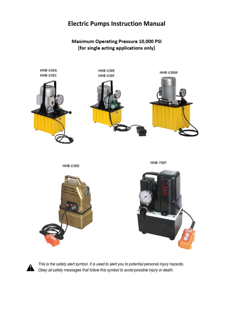Electric Pumps Instruction Manual: Maximum Operating Pressure 10,000 ...
