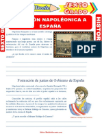 Invasión Napoléonica A España para Sexto Grado de Primaria
