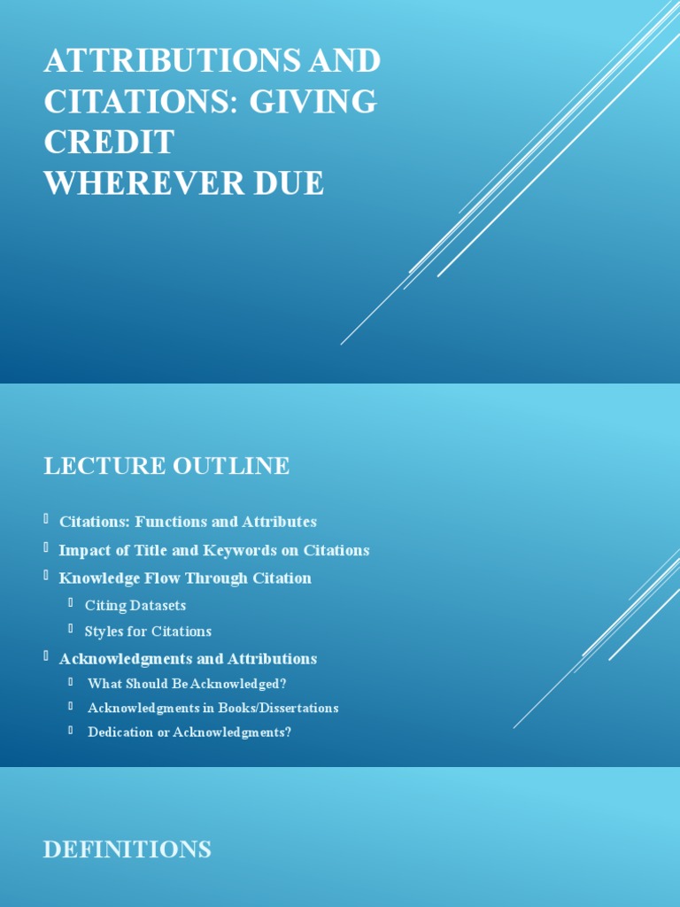 Attributions and Citations Explained | PDF | Citation | Thesis