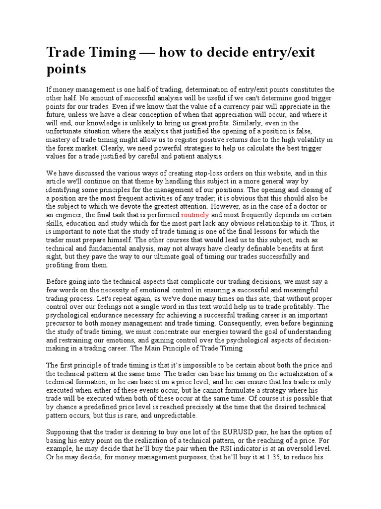 Mastering Trade Timing for Forex Success | PDF | Order (Exchange) | Risk